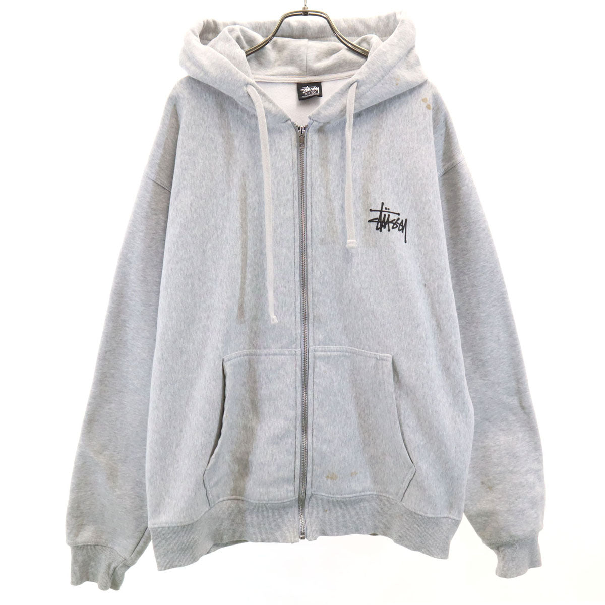 STUSSY ステューシー 長袖 スウェット ジップパーカー M グレー 裏起毛 メンズ