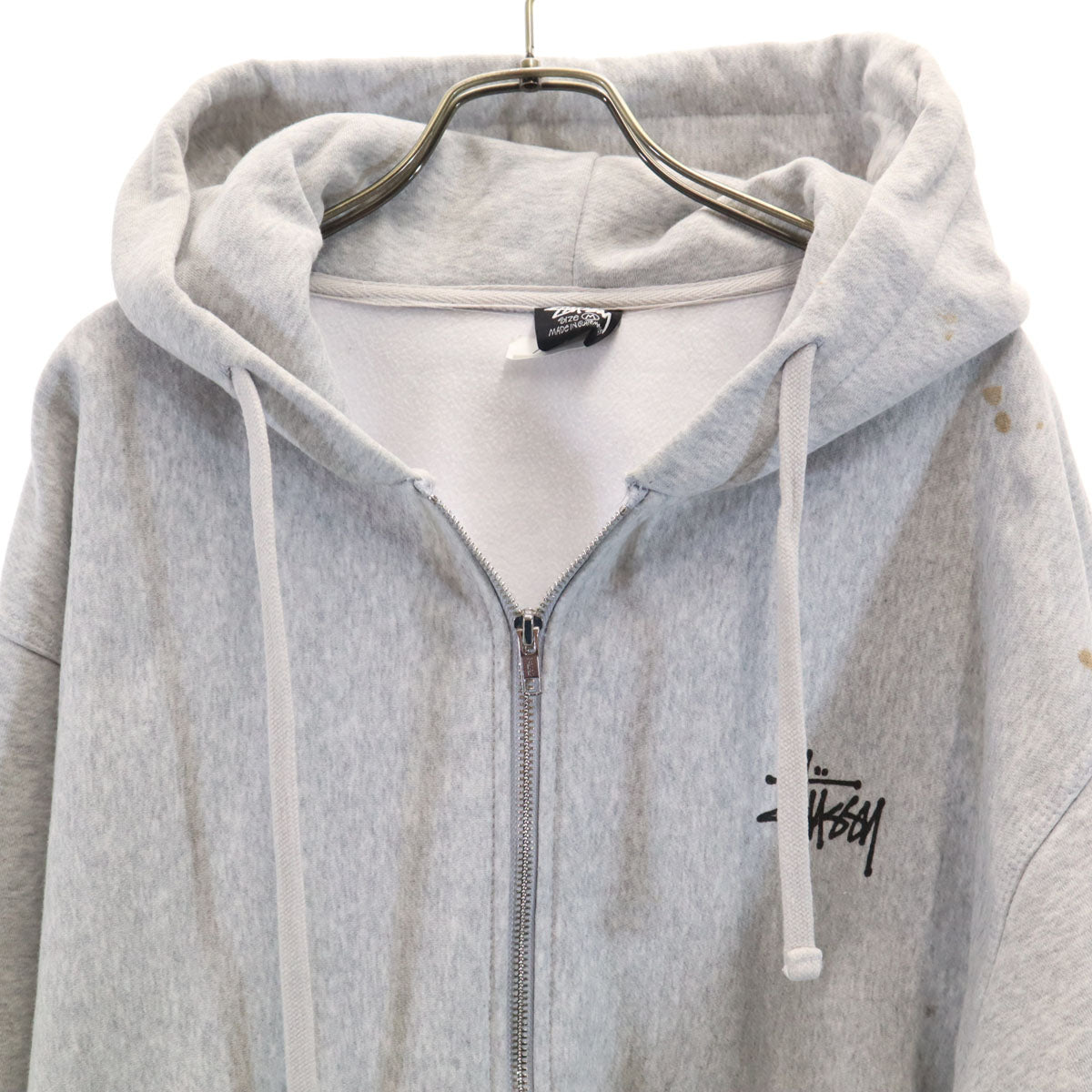 STUSSY ステューシー 長袖 スウェット ジップパーカー M グレー 裏起毛 メンズ