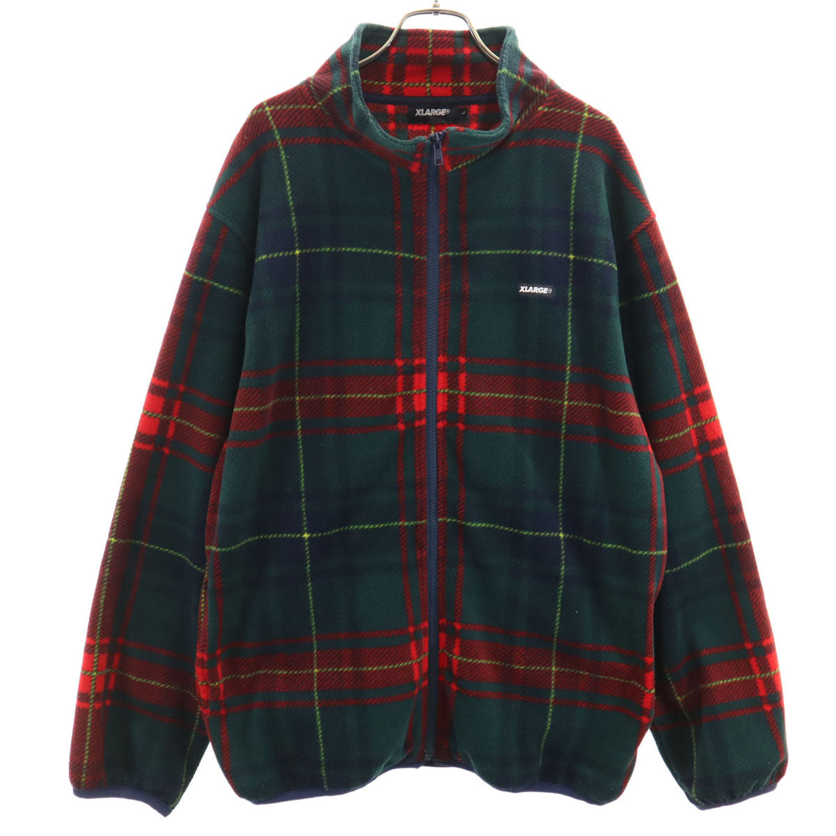 XLARGE エクストララージ チェック柄 フリースジャケット L 深緑 メンズ