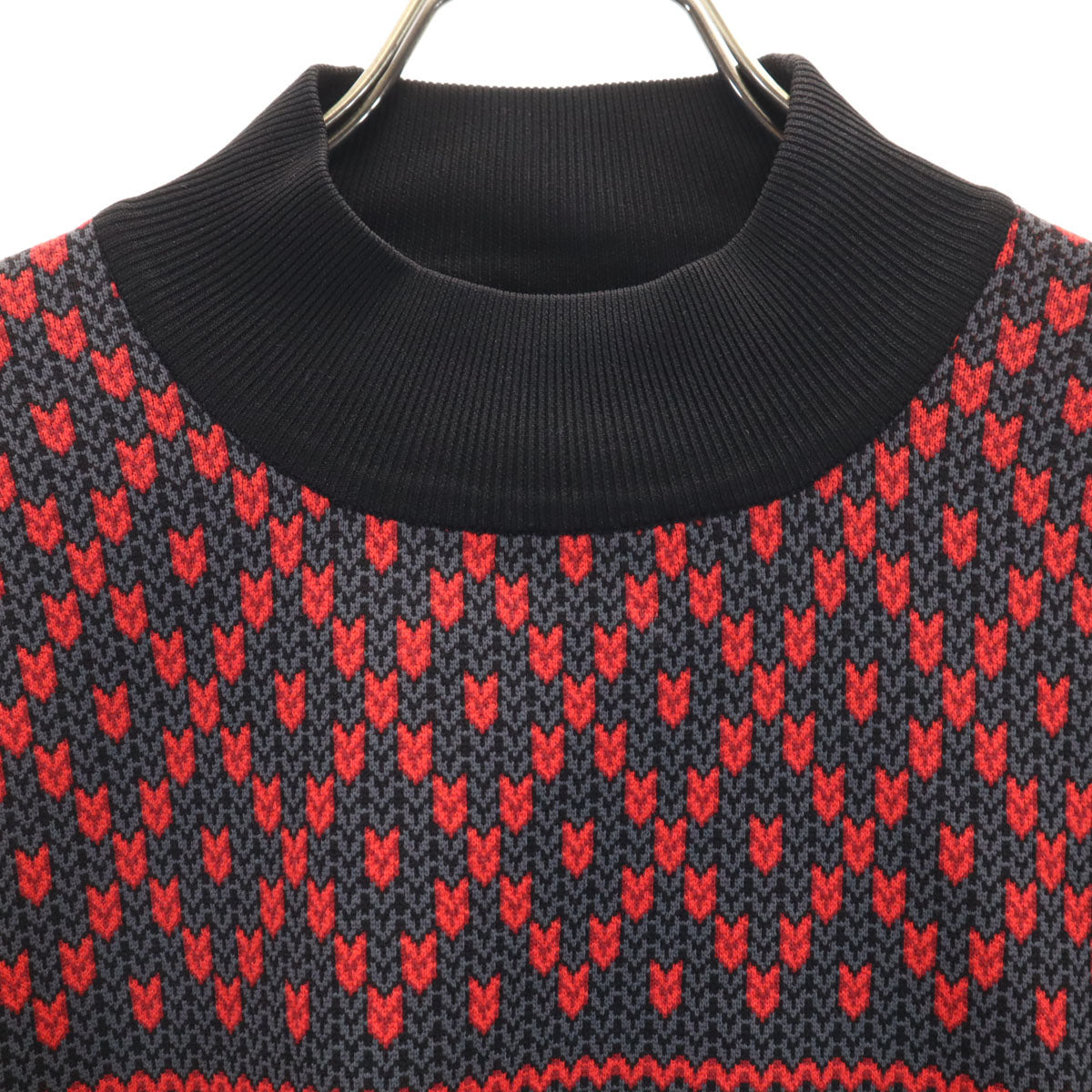 美品 DOUBLE STANDARD CLOTHING ダブルスタンダードクルージング ノルディック柄 長袖 ニット F チャコールグレー セーター レディース