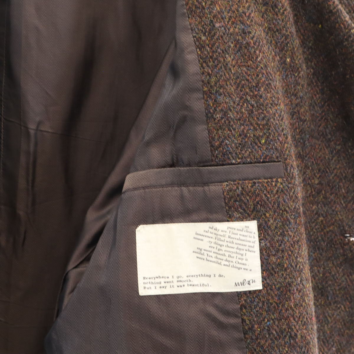 mean ミーン 日本製 ハリスツイード ピーコート 2 ブラウン Harris Tweed Pコート メンズ