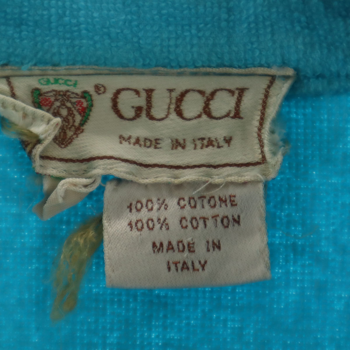 GUCCI グッチ 80s ヴィンテージ イタリア製 タオル地 テーラードジャケット 50 ライトブルー メンズ