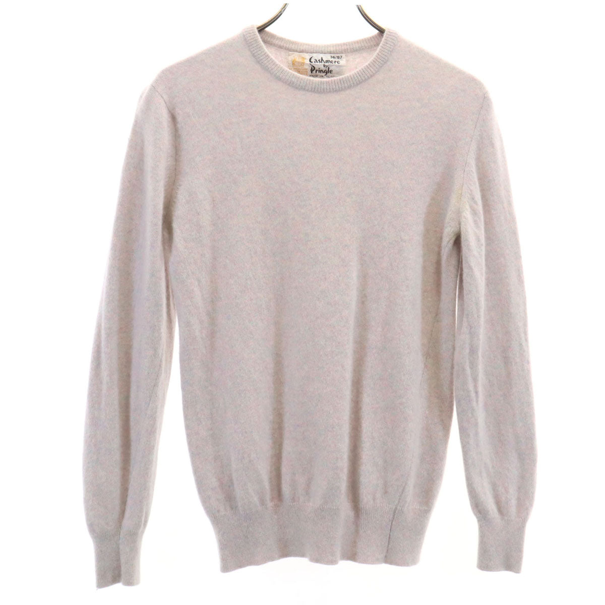 Cashmere by Pringle カシミヤバイプリングル 70s 80s スコットランド製 カシミヤ100％ ヴィンテージ 長袖 セーター 34/87 グレー ニット レディース