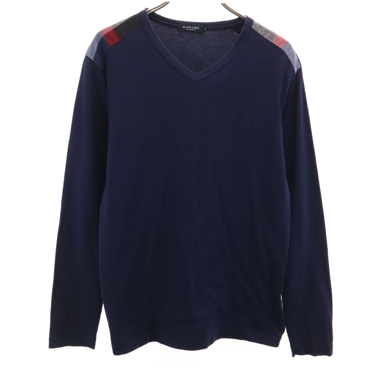 BLACK LABEL CRESTBRIDGE ブラックレーベルクレストブリッジ 日本製 長袖 Vネック Tシャツ 2 ネイビー 三陽商会 ロンT レディース