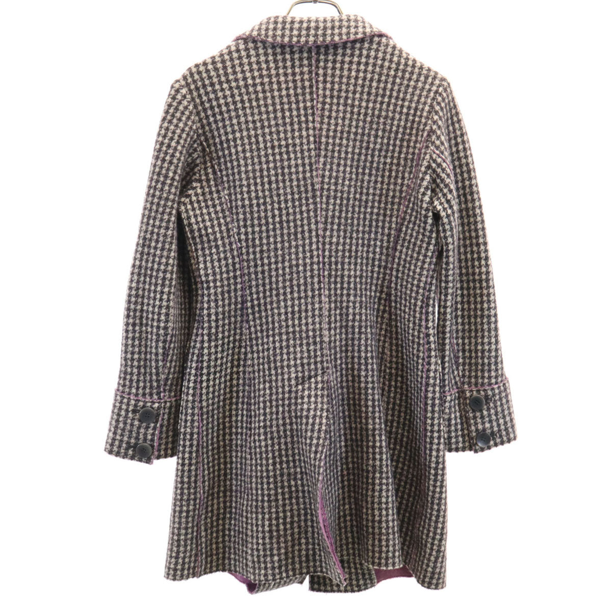 MaxMara WEEKEND LINE マックスマーラ ウィークエンドライン ハウンドトゥース柄 ニット チェスターコート 36 ベージュ 千鳥格子 レディース