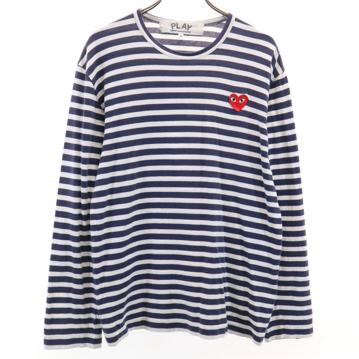 PLAY COMME des GARCONS プレイコムデギャルソン 日本製 ボーダー柄 長袖 Tシャツ M ネイビー ロンT レディース