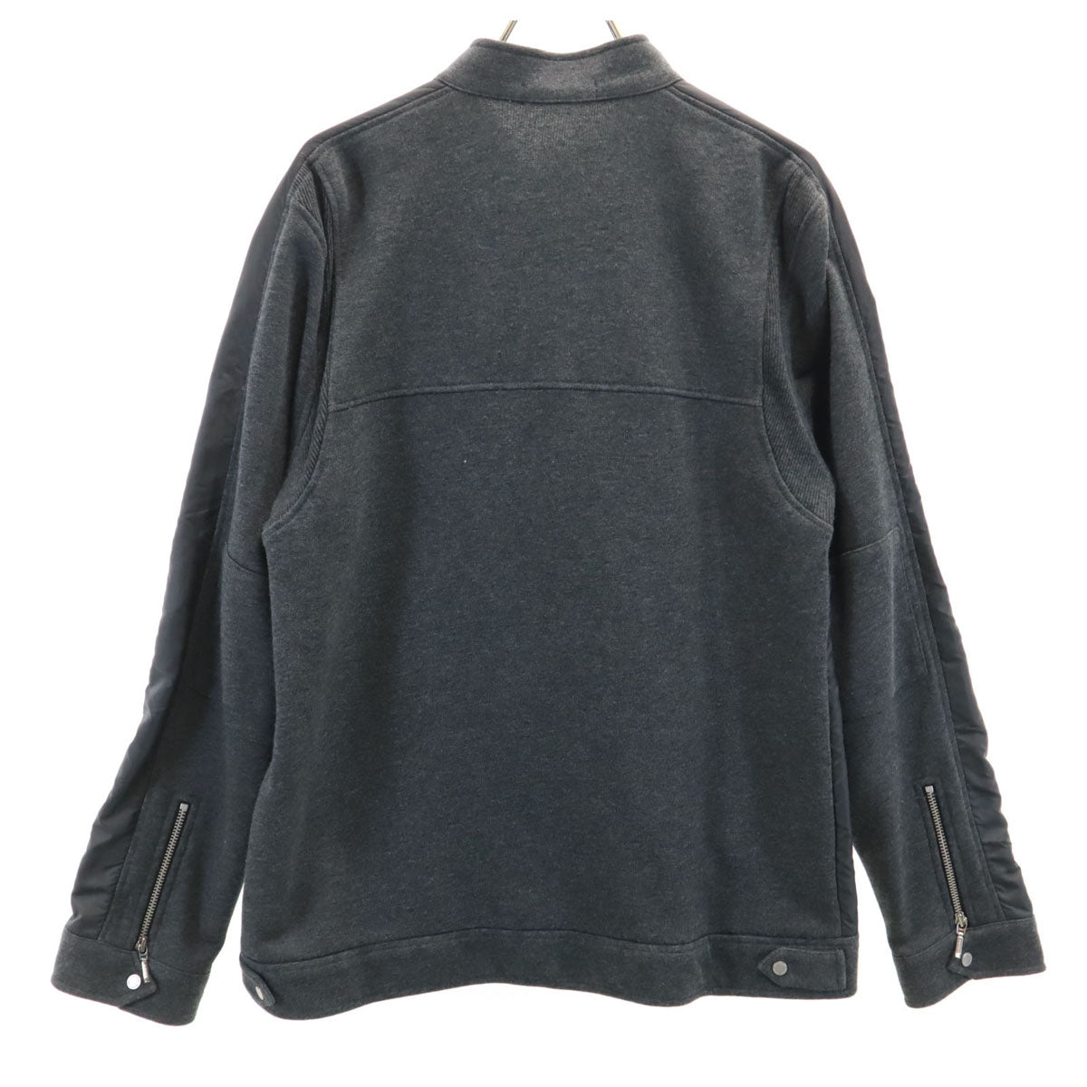 BURBERRY BLACK LABEL バーバリーブラックレーベル スウェット切替 シングルライダースジャケット 2 チャコールグレー 三陽商会 ブルゾン メンズ