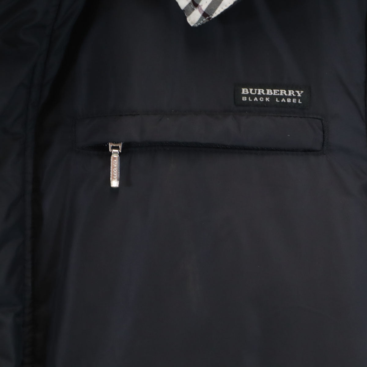 BURBERRY BLACK LABEL バーバリーブラックレーベル ダウンジャケット M ブラック 三陽商会 シルバーフォックスファー付き メンズ