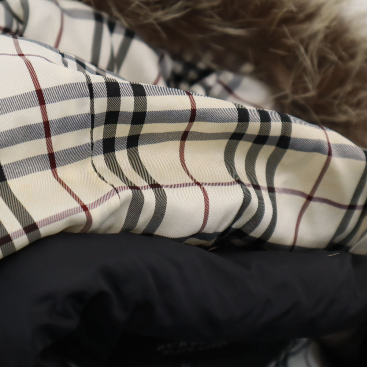 BURBERRY BLACK LABEL バーバリーブラックレーベル ダウンジャケット M ブラック 三陽商会 シルバーフォックスファー付き メンズ
