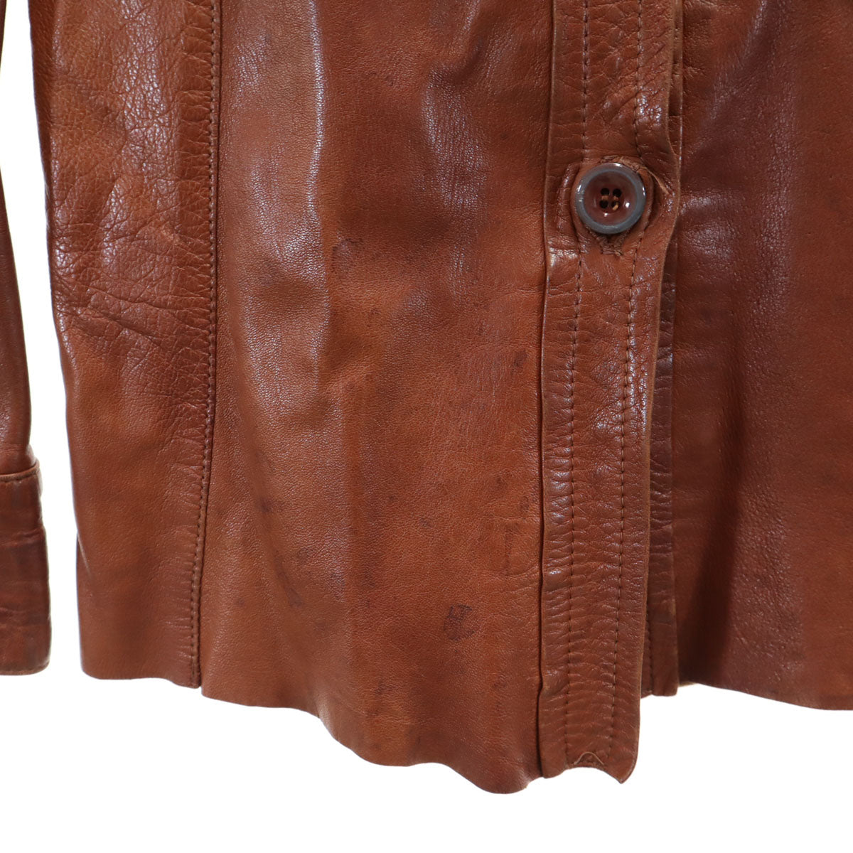 CREZCO クレゼン 70s フランス製 ヴィンテージ 長袖 レザー シャツ 36 ブラウン レディース