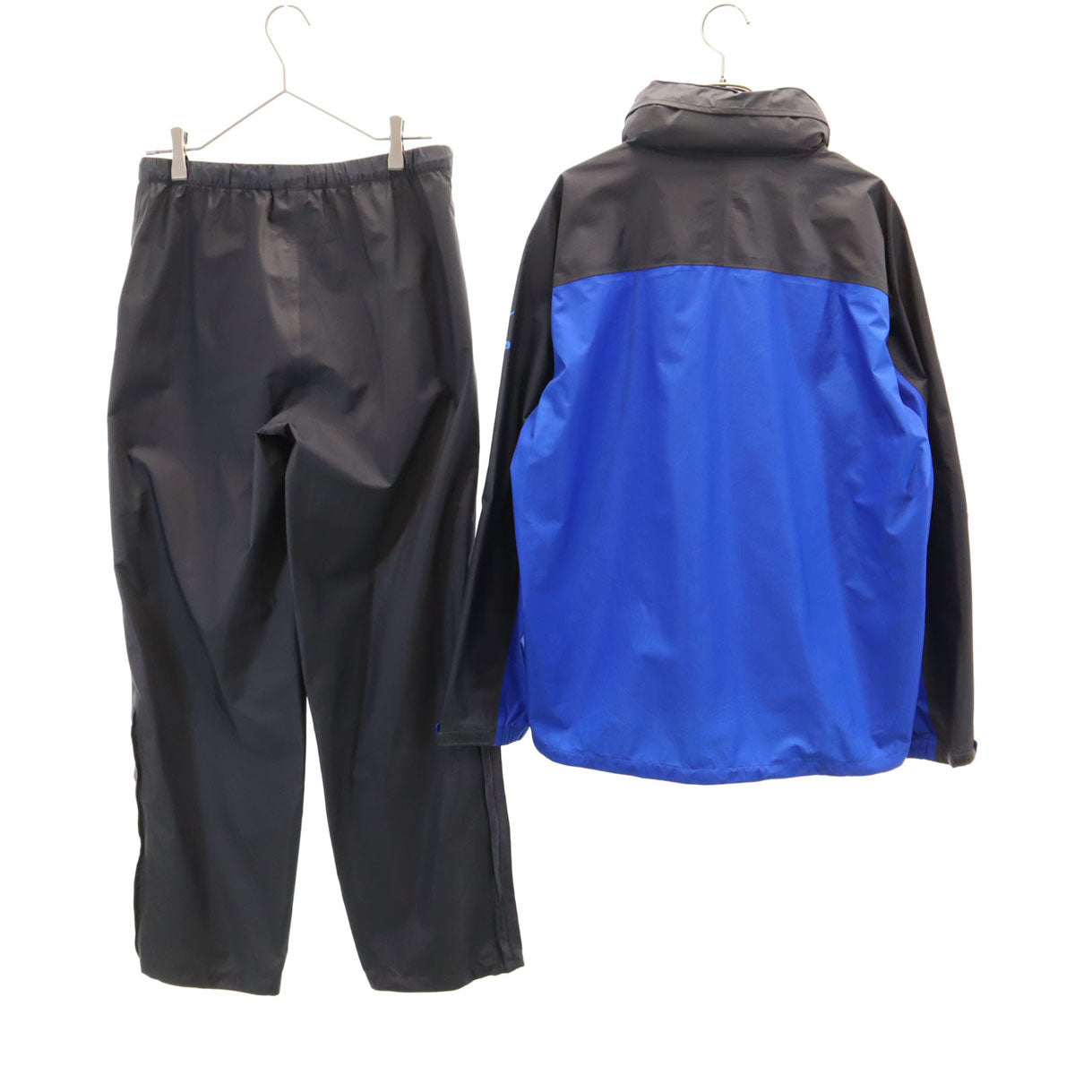 美品 Mizuno ミズノ レインジャケット 上下 セットアップ M ブルー系 収納袋付き メンズ