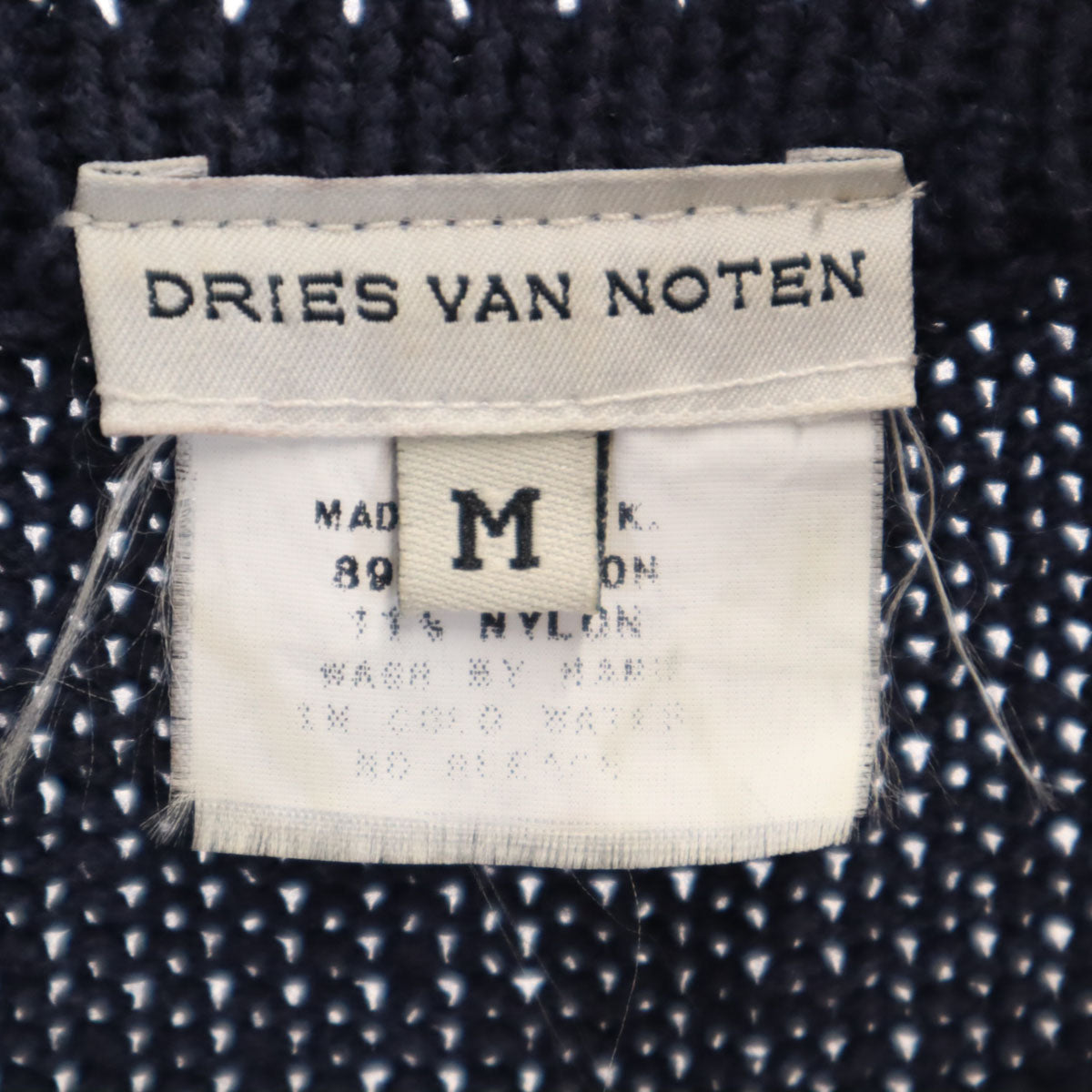 DRIES VAN NOTEN ドリスヴァンノッテン UK製 長袖 スキッパーカラー ニット M ネイビー セーター レディース
