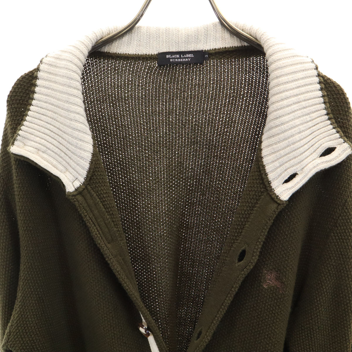 BURBERRY BLACK LABEL バーバリーブラックレーベル 長袖 ニットカーディガン 3 カーキ 三陽商会 メンズ
