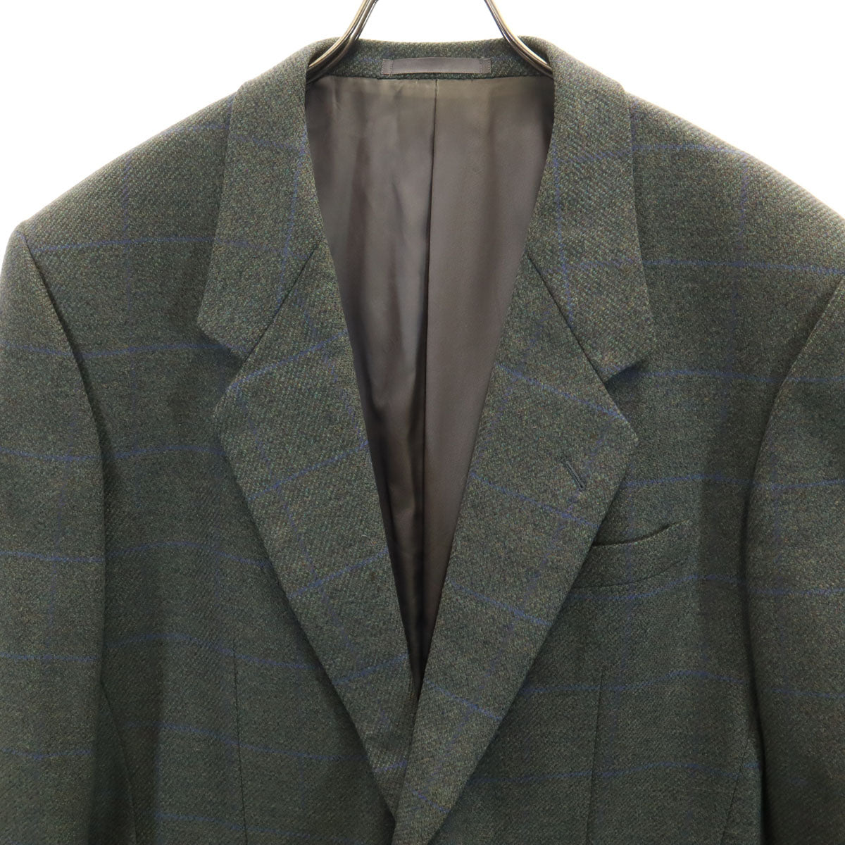 Christian Dior MONSIEUR クリスチャンディオール ムッシュ 90s オールド チェック柄 テーラードジャケット 93-80-170 オリーブ系 メンズ