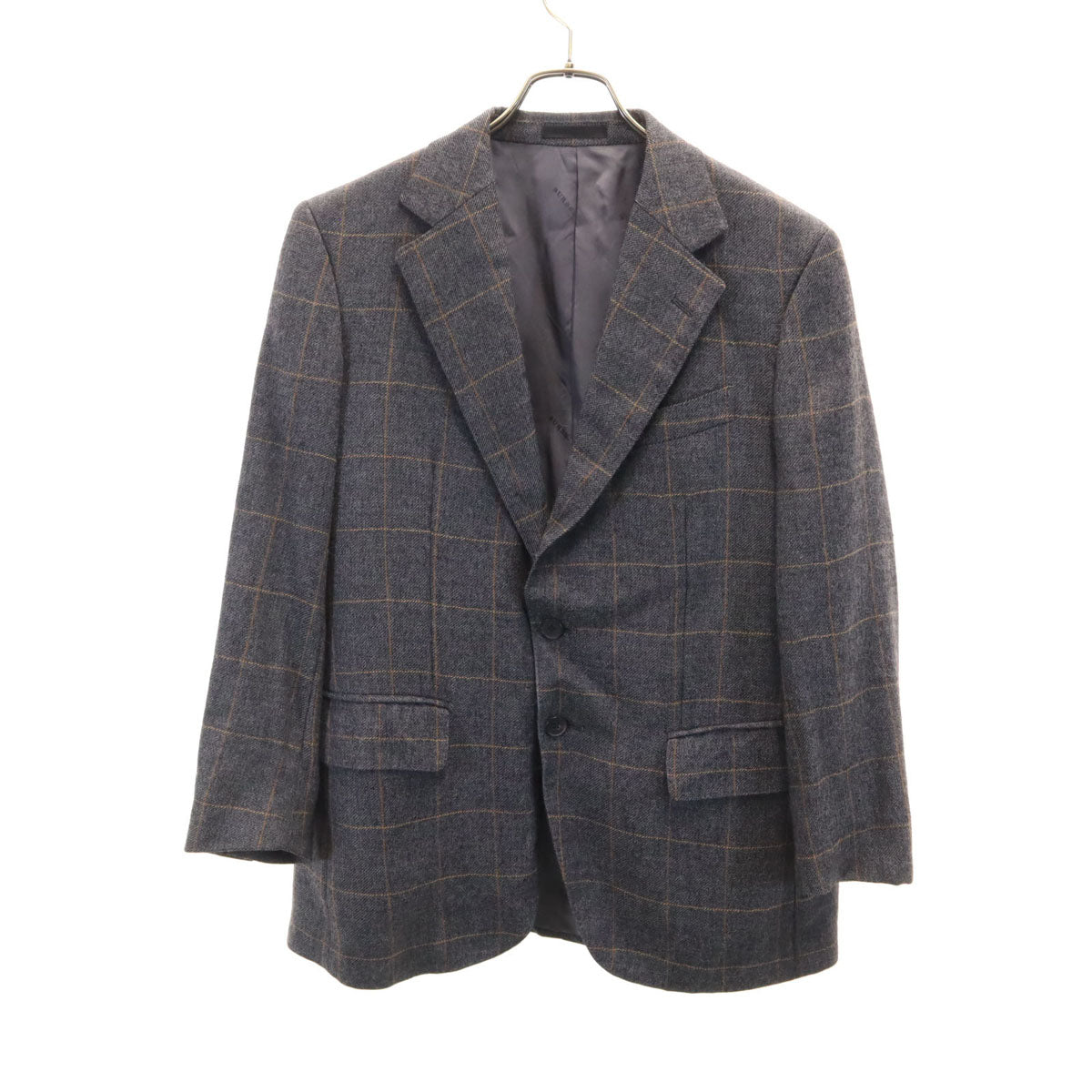 BURBERRY LONDON バーバリーロンドン 日本製 アルパカ チェック柄 テーラードジャケット AB3 チャコールグレー 三陽商会 メンズ