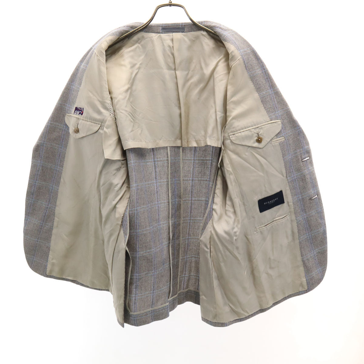 BURBERRY LONDON バーバリーロンドン 日本製 チェック柄 テーラードジャケット AB3 グレー 三陽商会 メンズ
