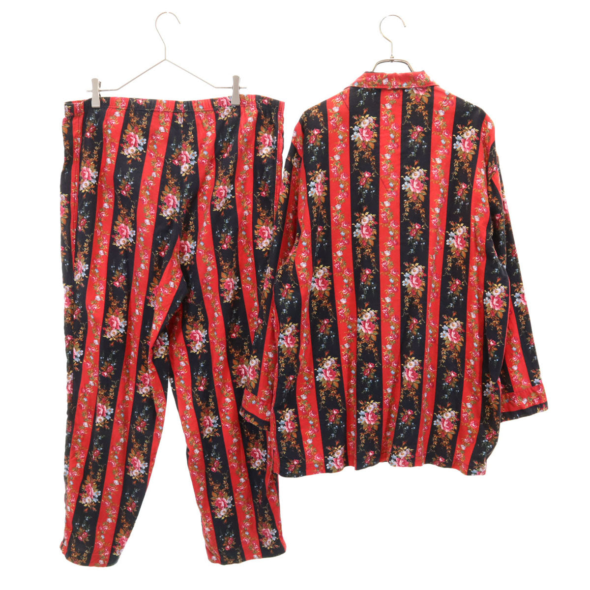 KENZO ケンゾー 90s オールド 花柄 長袖 ルームウェア 上下 セットアップ L レッド メンズ