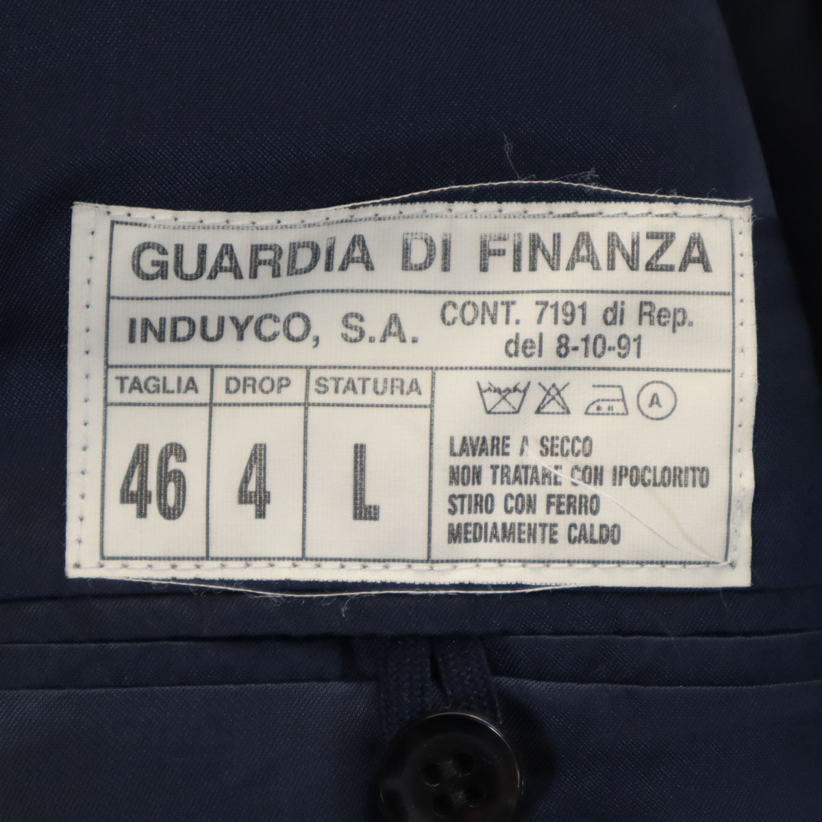 GUARDIA DI FINANZA イタリア財務警察 ダブル スーツ 上下 セットアップ 46 ネイビー 金ボタン メンズ
