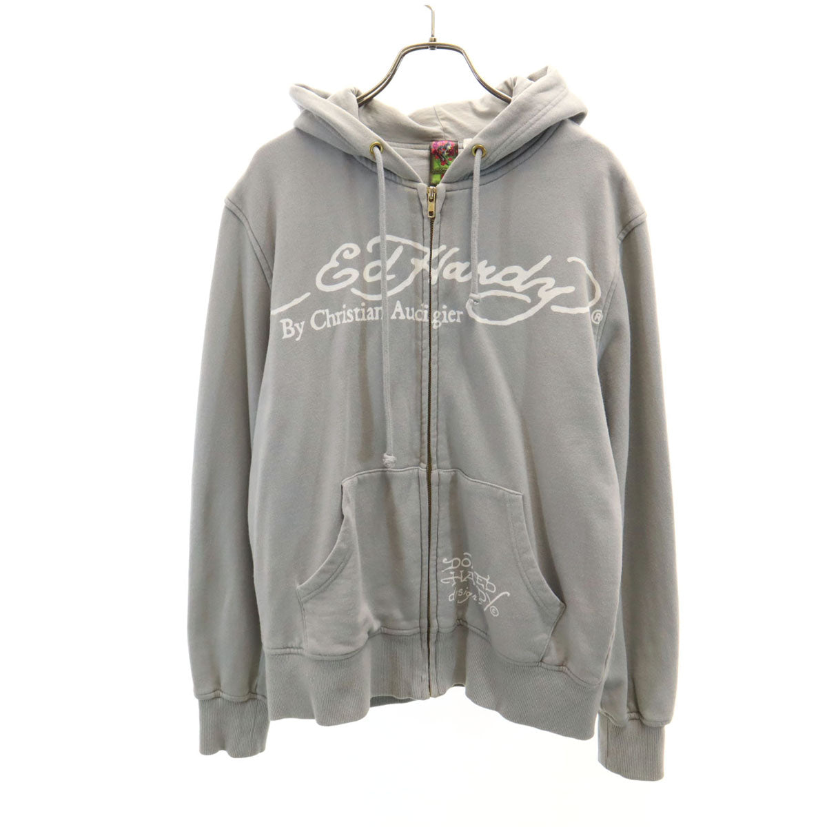 EdHardy エドハーディー 長袖 ジップパーカー S グレー メンズ