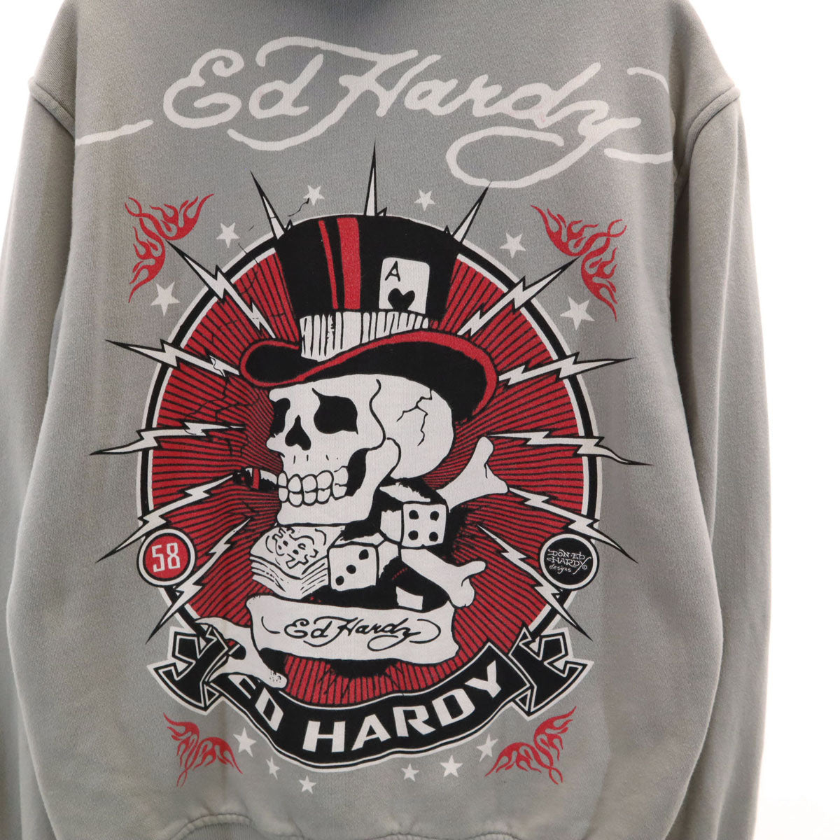 EdHardy エドハーディー 長袖 ジップパーカー S グレー メンズ