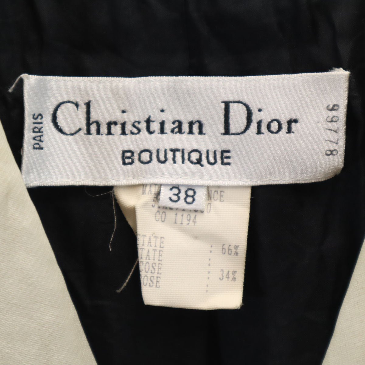Christian Dior クリスチャンディオール 80s フランス製 ヴィンテージ 長袖 ジャケット 38 ブラック レディース