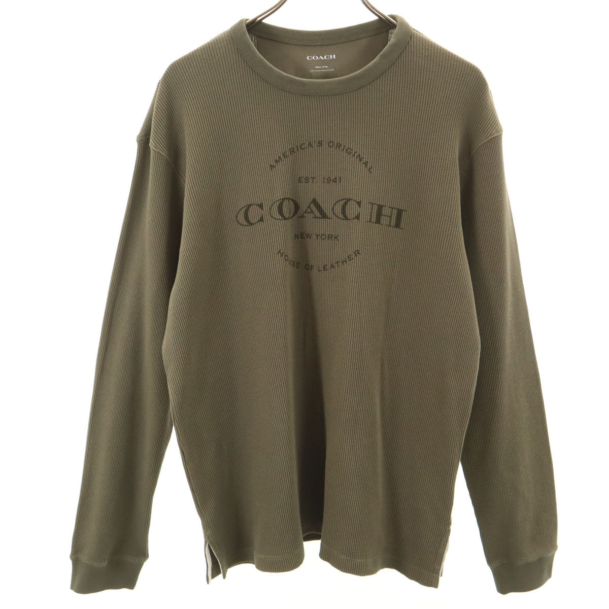 COACH コーチ 長袖 サーマル Tシャツ M カーキ ロンT メンズ