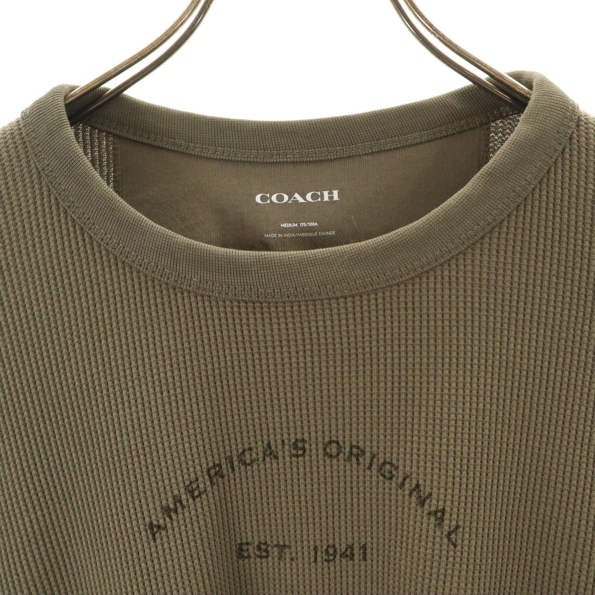 COACH コーチ 長袖 サーマル Tシャツ M カーキ ロンT メンズ