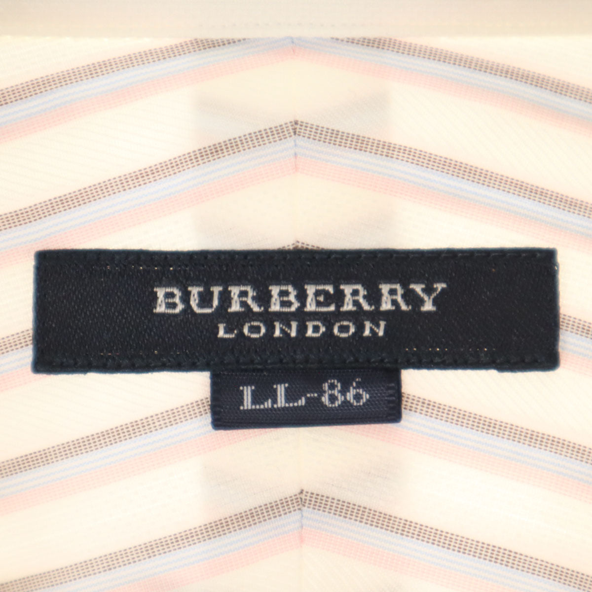 未使用 BURBERRY LONDON バーバリーロンドン 日本製 ストライプ柄 長袖 シャツ LL-86 ホワイト 三陽商会 メンズ