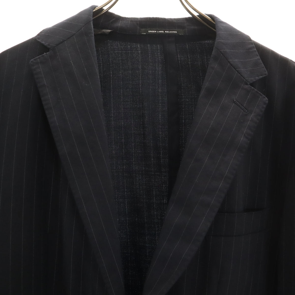 green label relaxing グリーンレーベルリラクシング ストライプ柄 スーツ 上下 セットアップ 50 ネイビー メンズ