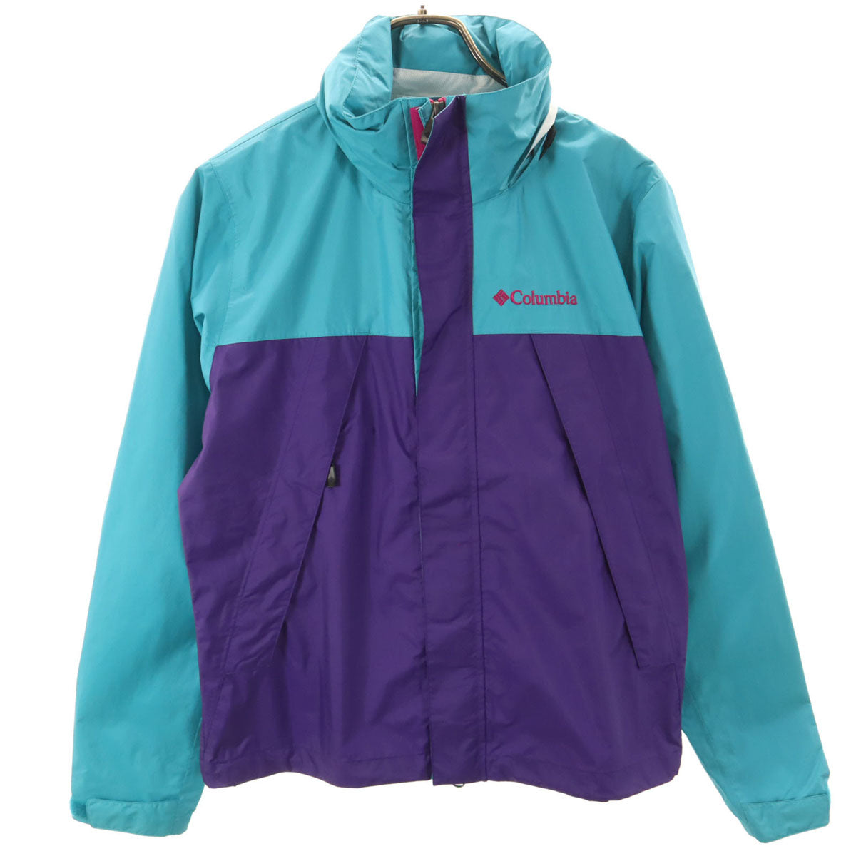 美品 Columbia コロンビア レインジャケット XS パープル系 アウトドア メンズ