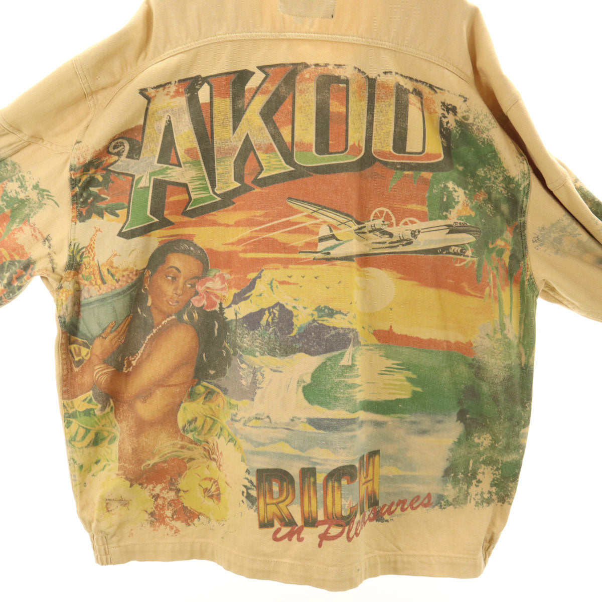 AKOO バックプリント ジャケット 5XL ベージュ系 ビックサイズ ハワイアン メンズ