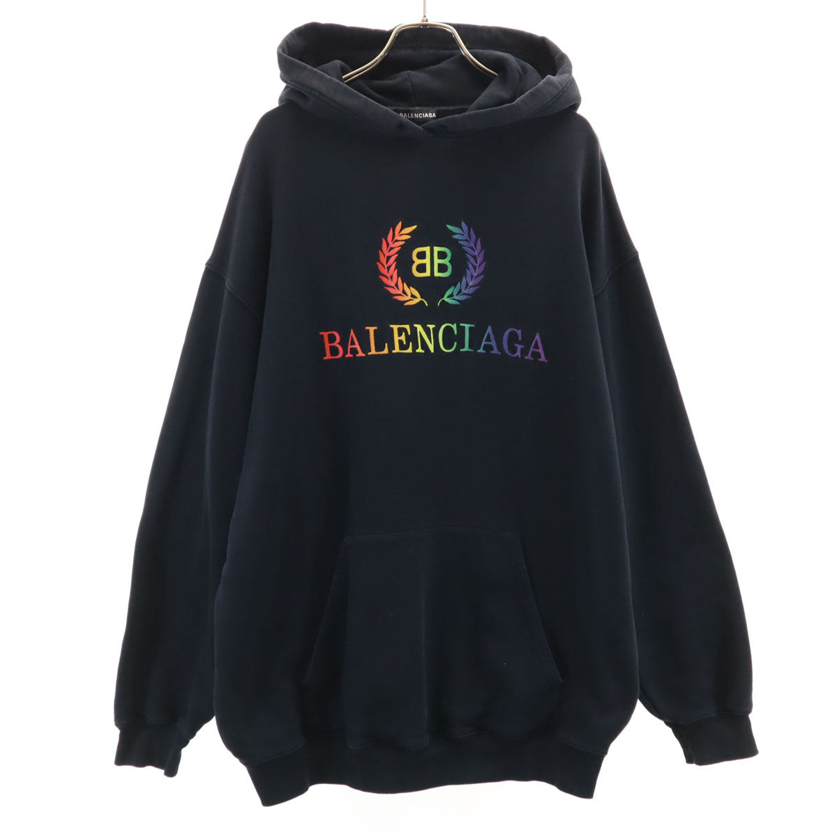 BALENCIAGA バレンシアガ ポルトガル製 長袖 スウェットパーカー XS ブラック メンズ