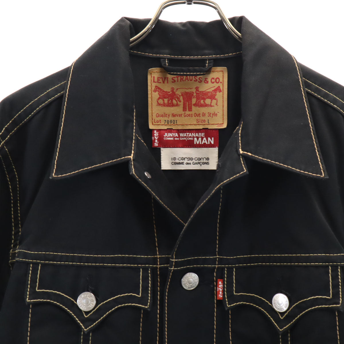 JUNYA WATANABE COMME des GARCONS MAN ジュンヤワタナベコムデギャルソンマン 2002年 Levi's リーバイス コラボ 日本製 トラッカー ジャケット L ブラック メンズ