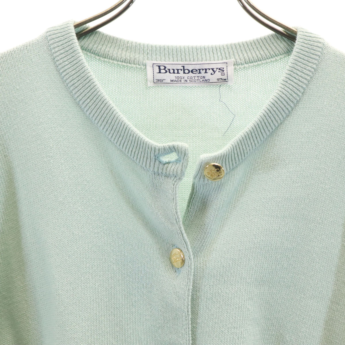 Burberrys バーバリーズ 90s オールド 長袖 ニットカーディガン 38 ライトブルー レディース