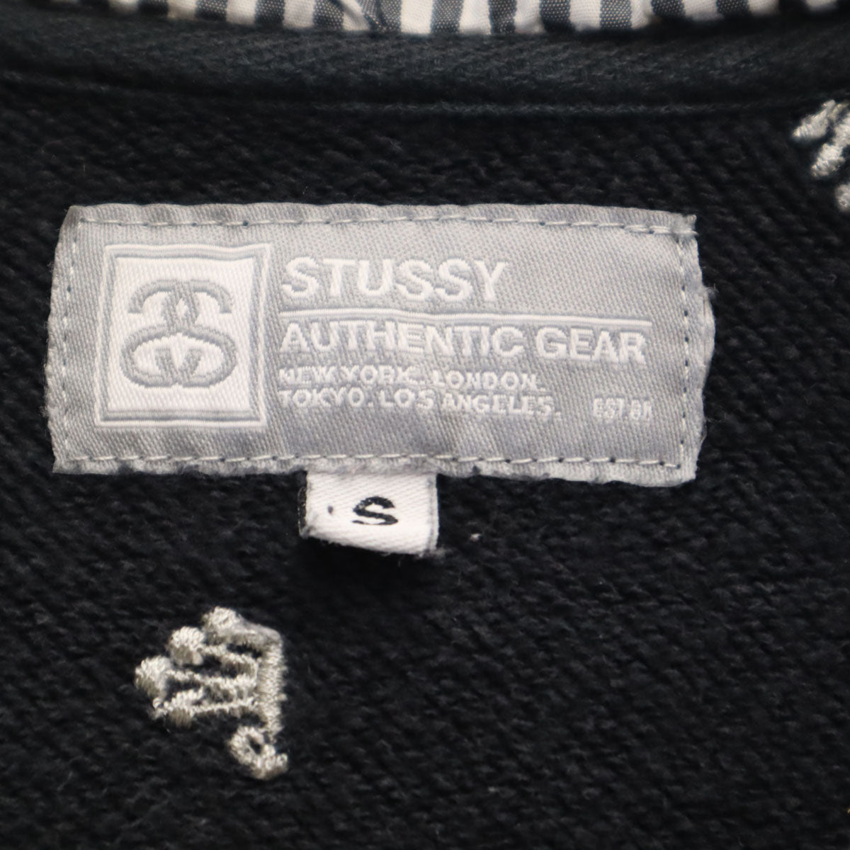 STUSSY ステューシー 総柄 長袖 ジップパーカー S ネイビー メンズ