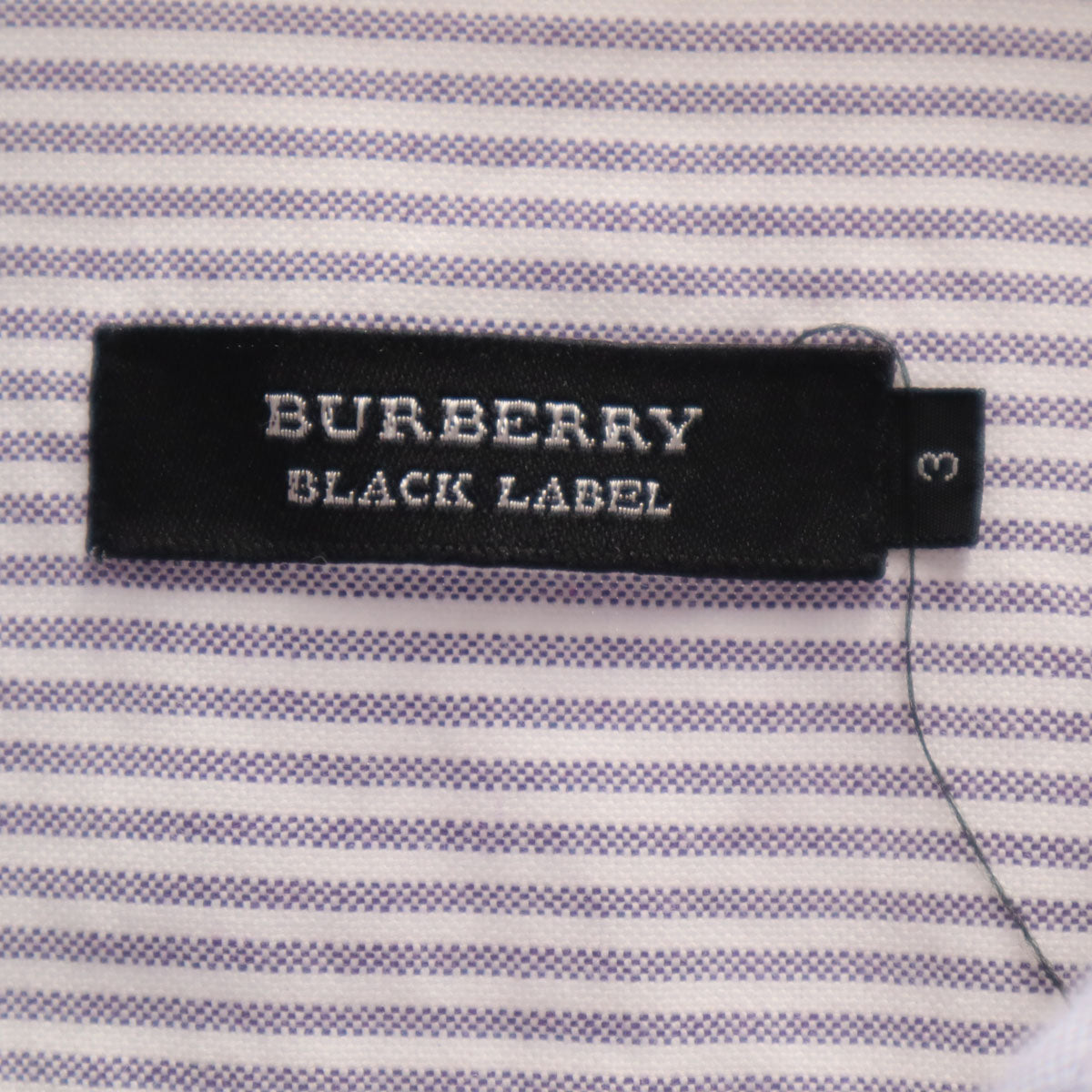 BURBERRY BLACK LABEL バーバリーブラックレーベル ストライプ柄 長袖 ライトオックスフォード ボタンダウンシャツ 3 ホワイト 三陽商会 メンズ