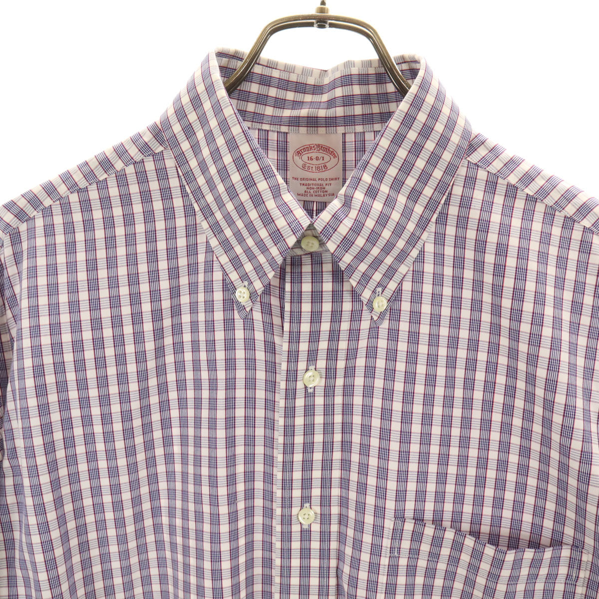 未使用 Brooks Brothers ブルックスブラザーズ チェック柄 長袖 ボタンダウンシャツ 16-0/1 ホワイト メンズ