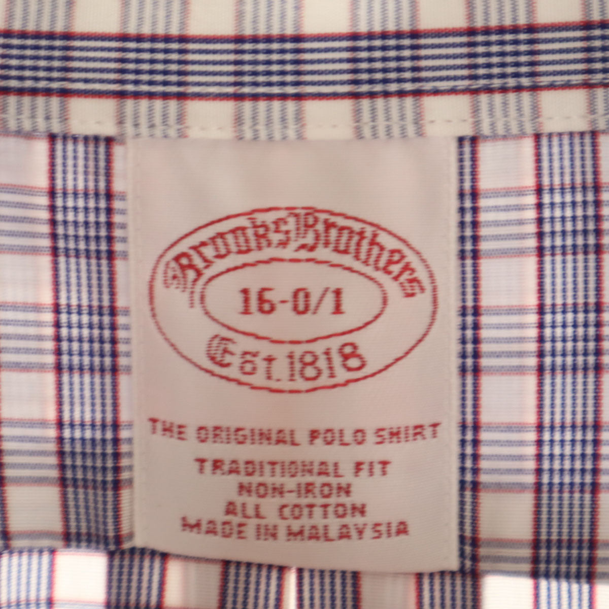 未使用 Brooks Brothers ブルックスブラザーズ チェック柄 長袖 ボタンダウンシャツ 16-0/1 ホワイト メンズ