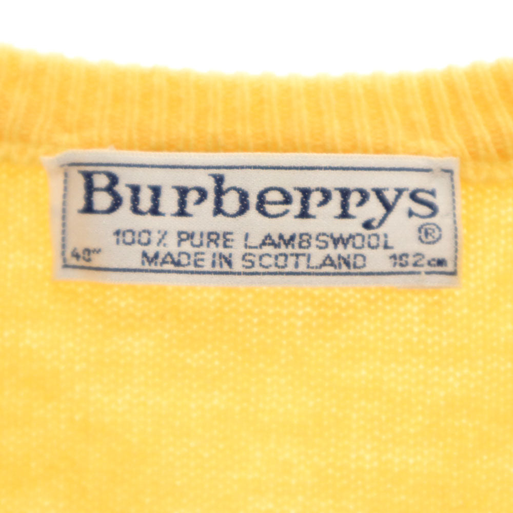 Burberrys バーバリーズ 90s スコットランド製 オールド アーガイル柄 長袖 Vネック セーター 40 イエロー ニット メンズ
