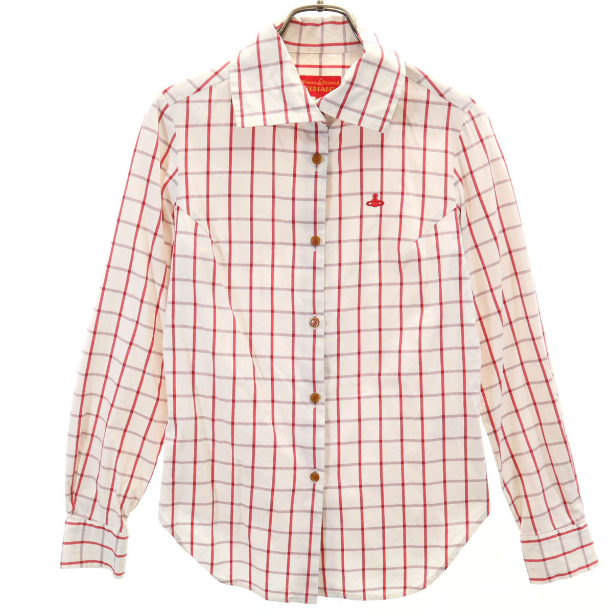 Vivienne Westwood Red Label ヴィヴィアンウエストウッド レッドレーベル 日本製 チェック柄 長袖 コットンシャツ 3 アイボリー レディース