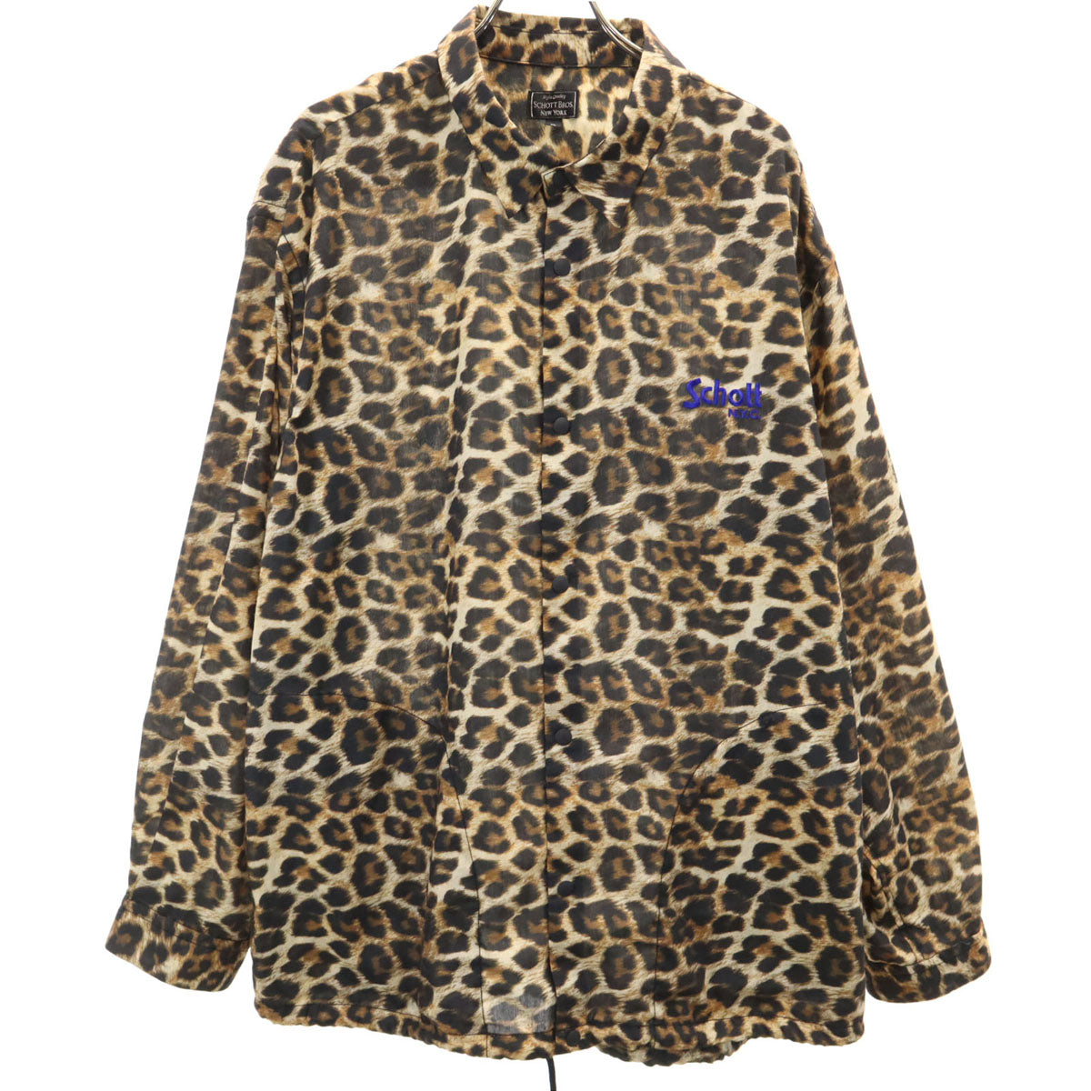 SCHOTT BROS. ショットブロス レオパード 長袖 シャツ XL ベージュ ヒョウ柄 メンズ