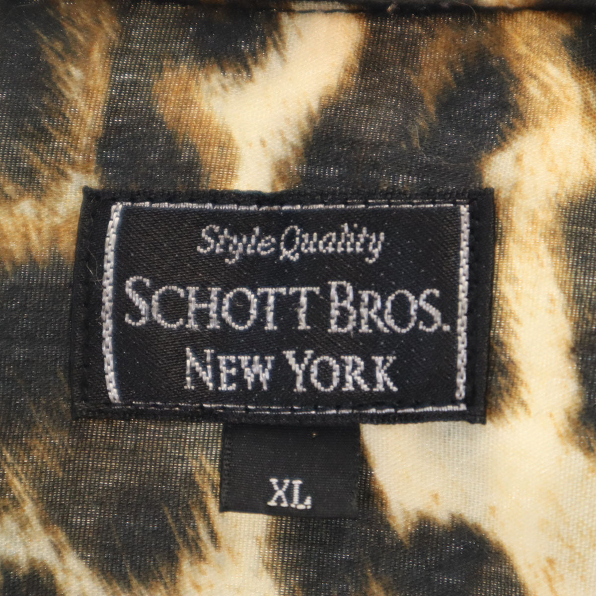 SCHOTT BROS. ショットブロス レオパード 長袖 シャツ XL ベージュ ヒョウ柄 メンズ
