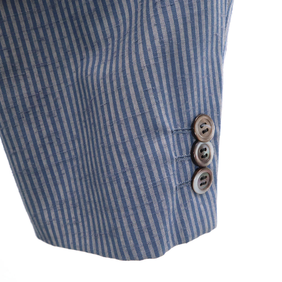 Aquascutum アクアスキュータム 90s 日本製 シルクブレンド オールド ボーダー柄 テーラードジャケット 96A6 ブルー系 メンズ