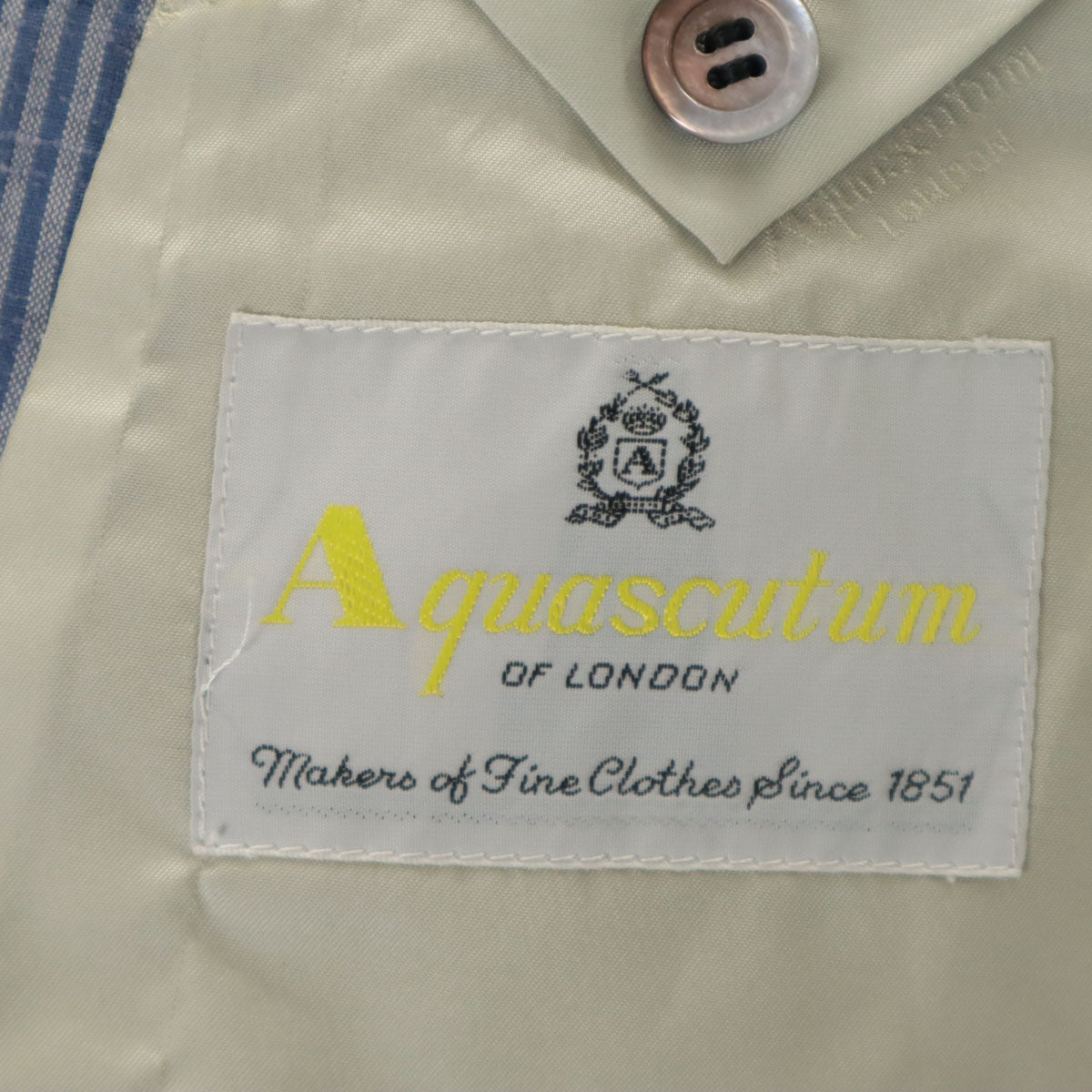 Aquascutum アクアスキュータム 90s 日本製 シルクブレンド オールド ボーダー柄 テーラードジャケット 96A6 ブルー系 メンズ