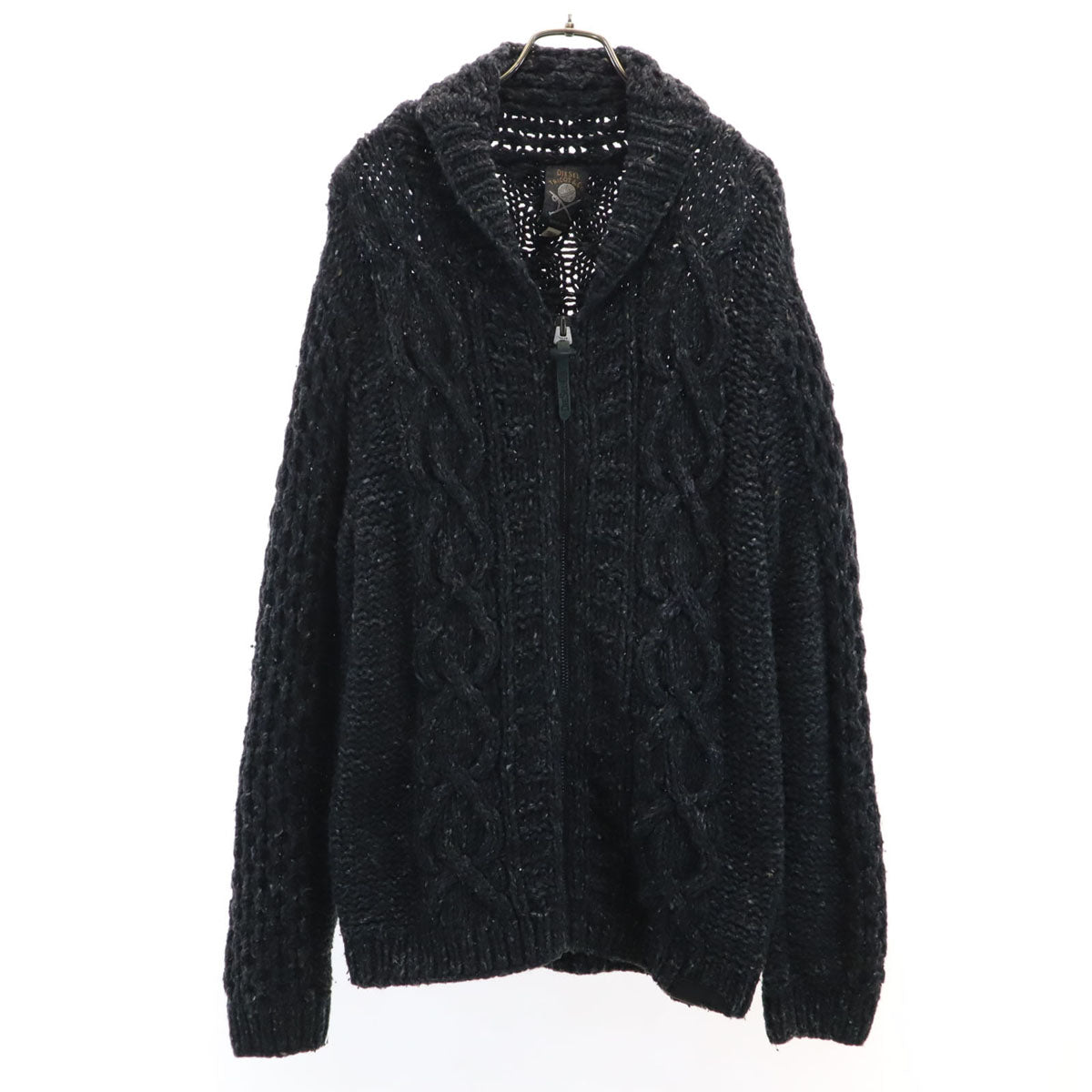 DIESEL TRICOT&Co. ディーゼル トリコアンドコー ショールカラー ニットジャケット XL チャコールグレー メンズ
