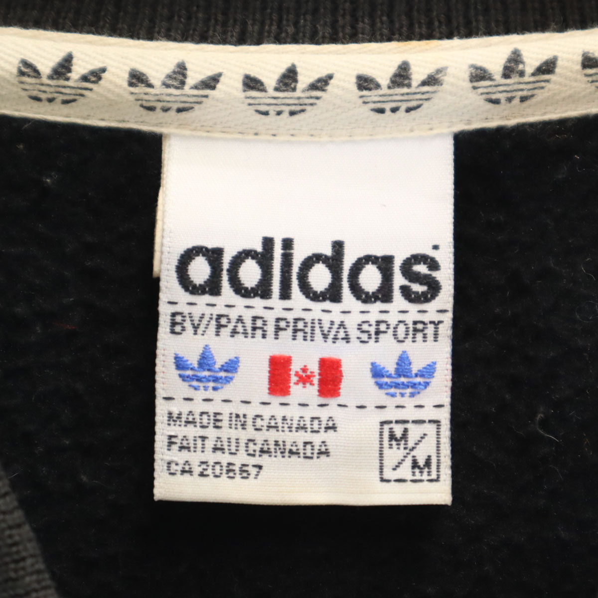 adidas アディダス 90s カナダ製 オールド トレフォイルロゴ フリースジャケット M ブラック メンズ