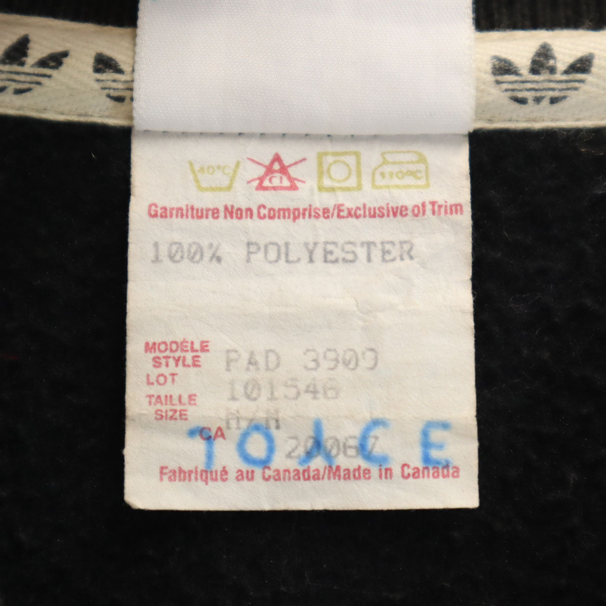 adidas アディダス 90s カナダ製 オールド トレフォイルロゴ フリースジャケット M ブラック メンズ