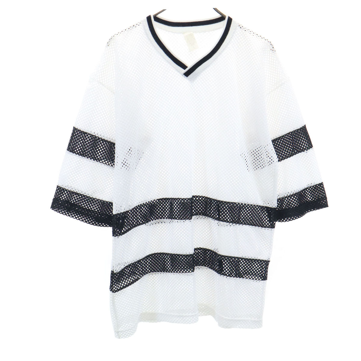 OLD オールド 90s USA製 7分袖 メッシュ ピステ L ホワイト トップス メンズ