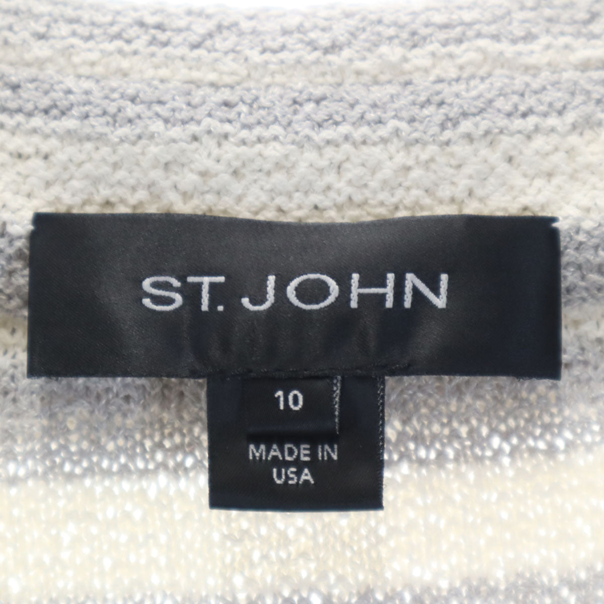 ST.JOHN セントジョン USA製 ボーダー柄 タオル地 テーラードジャケット 上下 セットアップ 10/8 アイボリー レディース