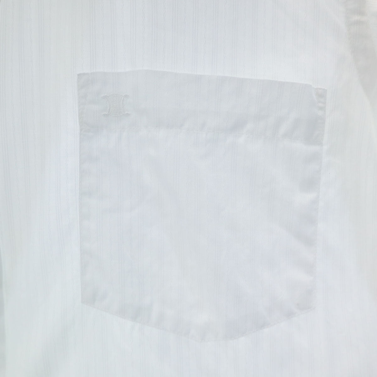 CELINE セリーヌ ストライプ柄 長袖 コットンシャツ ホワイト メンズ